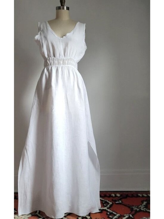 Terzo Millennio Dresses & Skirts - Terzo Millenio Womens 100% Linen Made In Italy Dress Medium White Ivory SP EXC